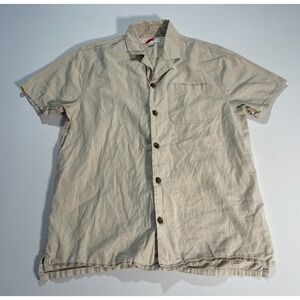 Best Made Co Shirt Men's Size Small Tan Linen Cotton Blend Short Sleeve